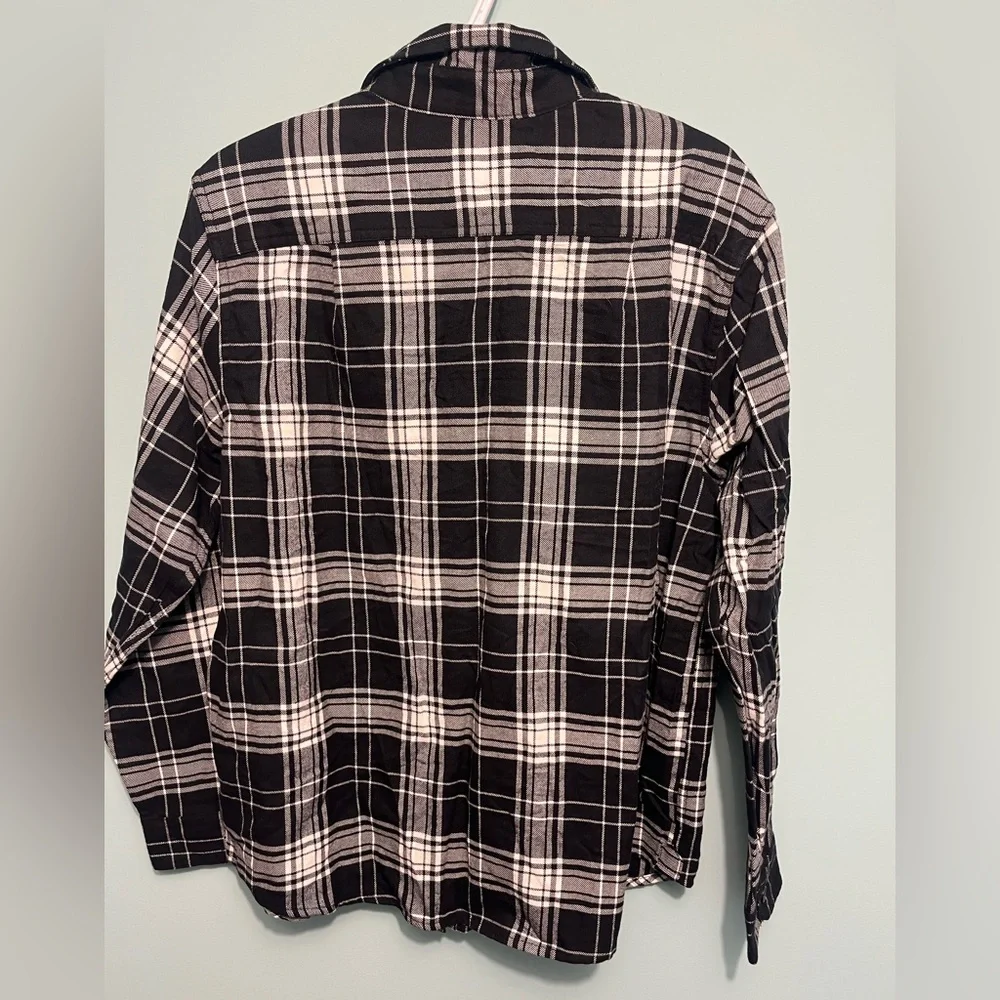Tilley Black and White Plaid Button Up Jacket/Shirt Flannel NEW with tags Size L - Picture 6 of 7